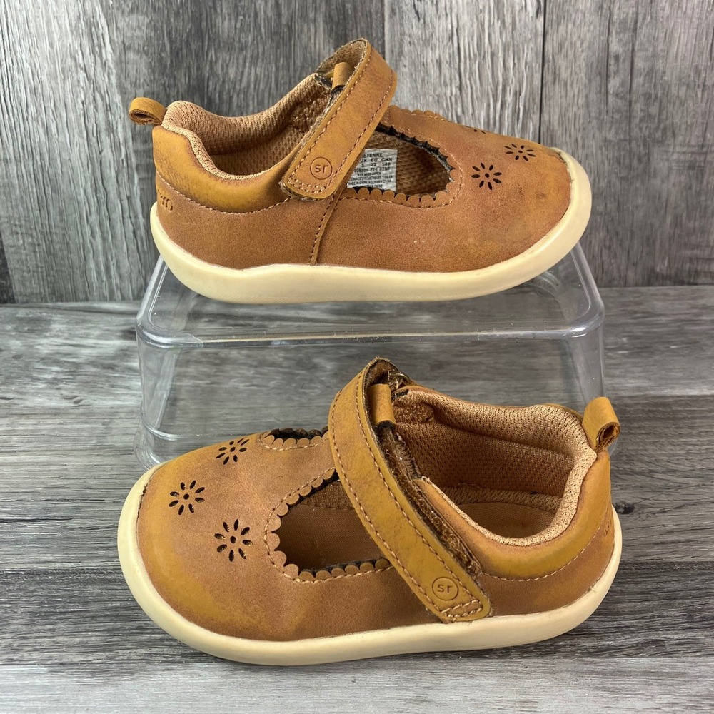 Stride Rite 360 Cheyenne Tan Brown Floral Mary Jane Shoes Toddler 6M TG008901